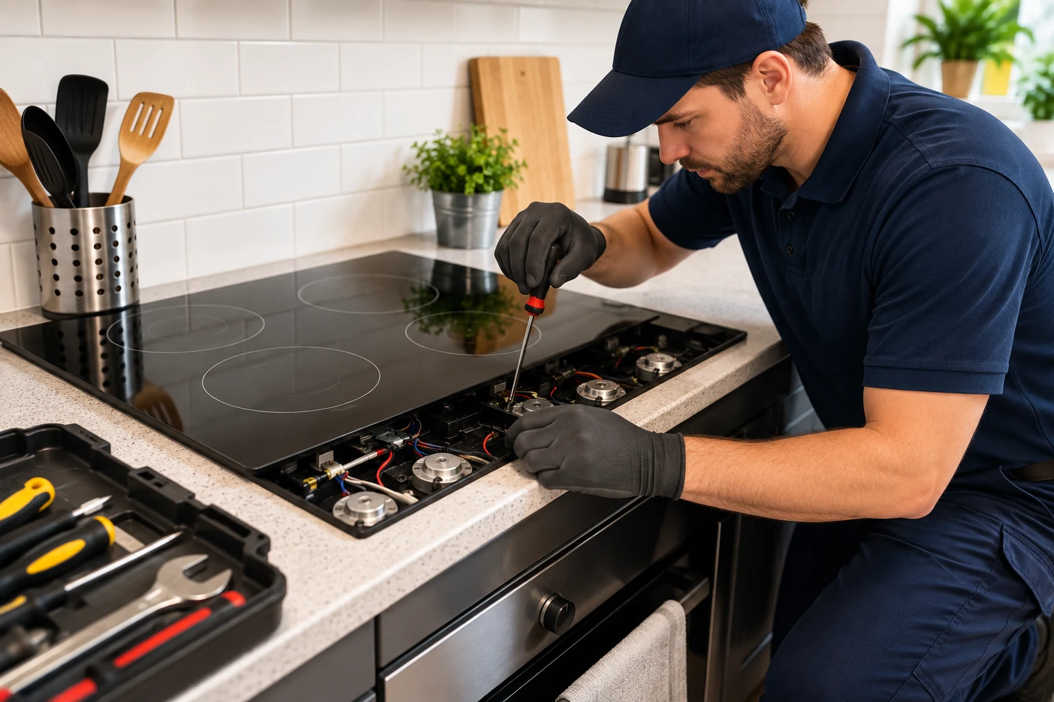 Kitchen cooktop surface and burners